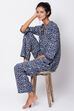 Navy Cotton Two Piece Printed Sleepwear Set image number 0