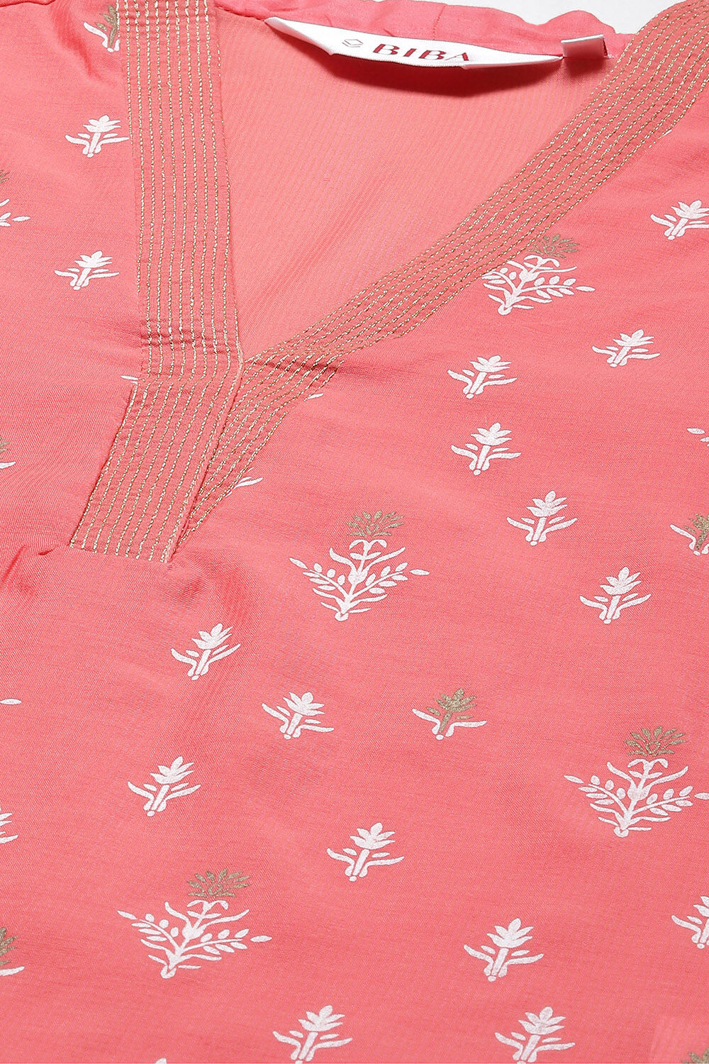 Coral Printed Layered Kurta Churidar Suit Set image number 1