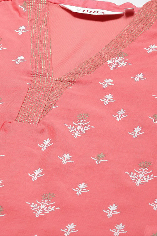 Coral Printed Layered Kurta Churidar Suit Set image number 1