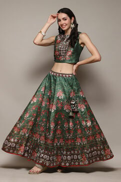 Green Polyester Printed 2 Piece Set image number 0