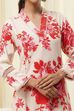 Red and Off-White Floral Printed Straight Kurta image number 1