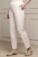 Blue Cotton Lycra Straight Pants image number 2