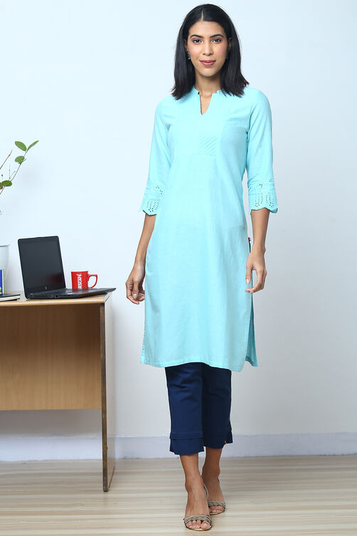 Peach Cotton Flax Kurta image number 0