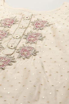 White Pink Chanderi Unstitched Suit set image number 2