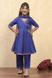Blue Viscose Blend Solid Kalidar Suit Set image number 6