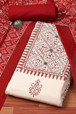 Beige Silk Blend Hand Embroidered Unstitched Suit Set image number 0
