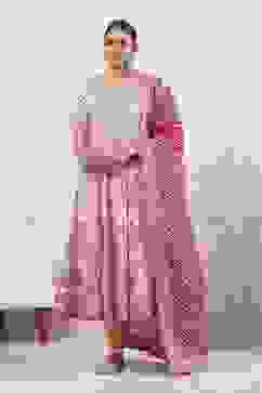 Fuchsia Cotton Floral Printed Kalidar Suit Set image number 0