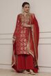 Red Viscose Rayon Straight Yarndyed Suit Set image number 0