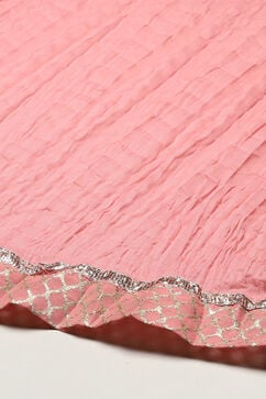 Pink Cotton Anarkali Lehenga Set image number 3