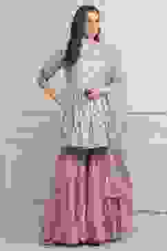 Light Blue Cotton Straight Kurta Garara Suit Set image number 6