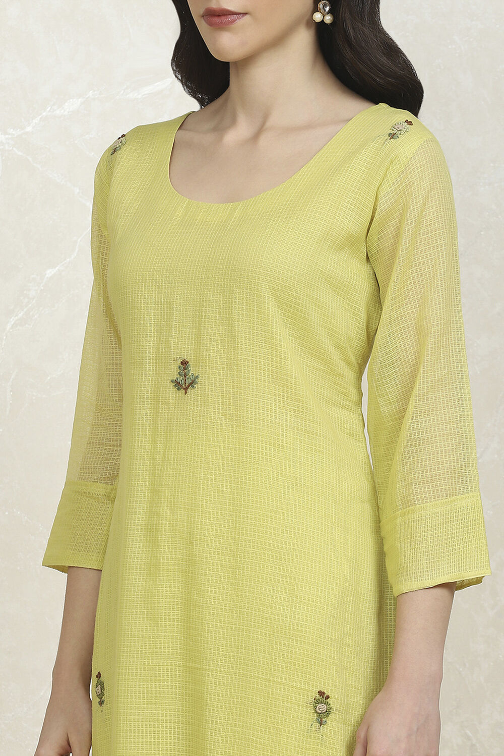 Pink Cotton Hand Embroidered Unstitched Suit Set image number 2