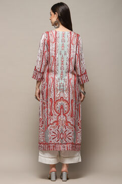 Coral Viscose Straight Kurta image number 3