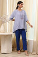 Dull Blue Modal Blend Asymmetric Short Kurta image number 5
