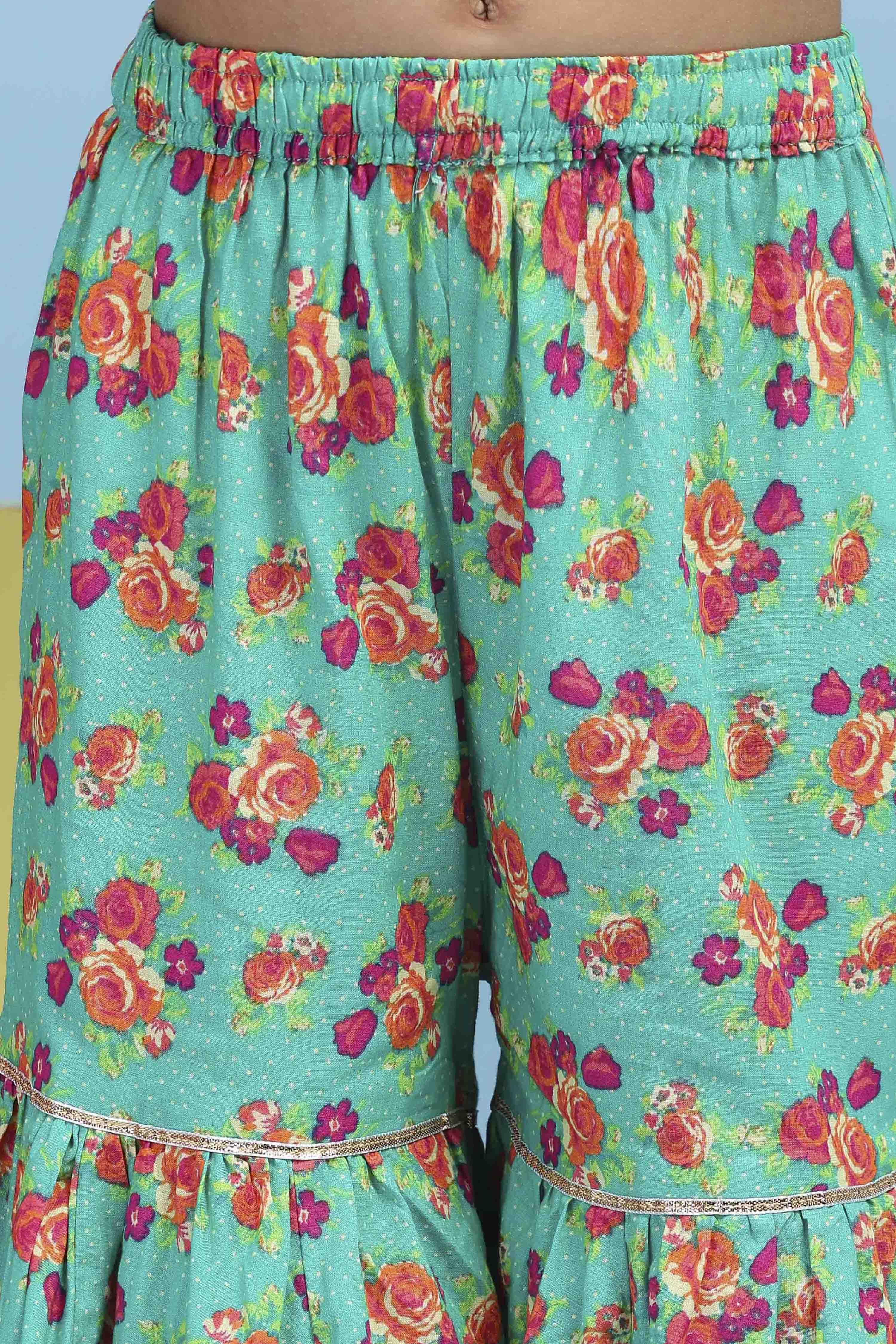Yellow Cotton Printed Straight Suit Set image number 2