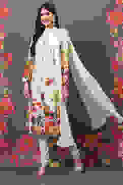 Rohit Bal Off White Cotton Silk Straight Printed Suit Set image number 7