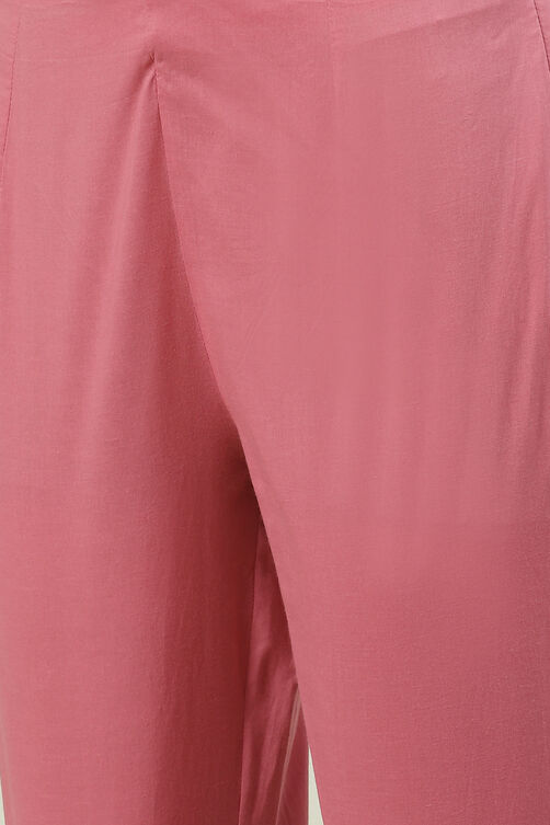 Dusky Pink Printed Cotton Gathered Suit Set image number 2