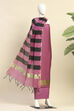 Onion Pink Cotton Unstitched Suit Set image number 4