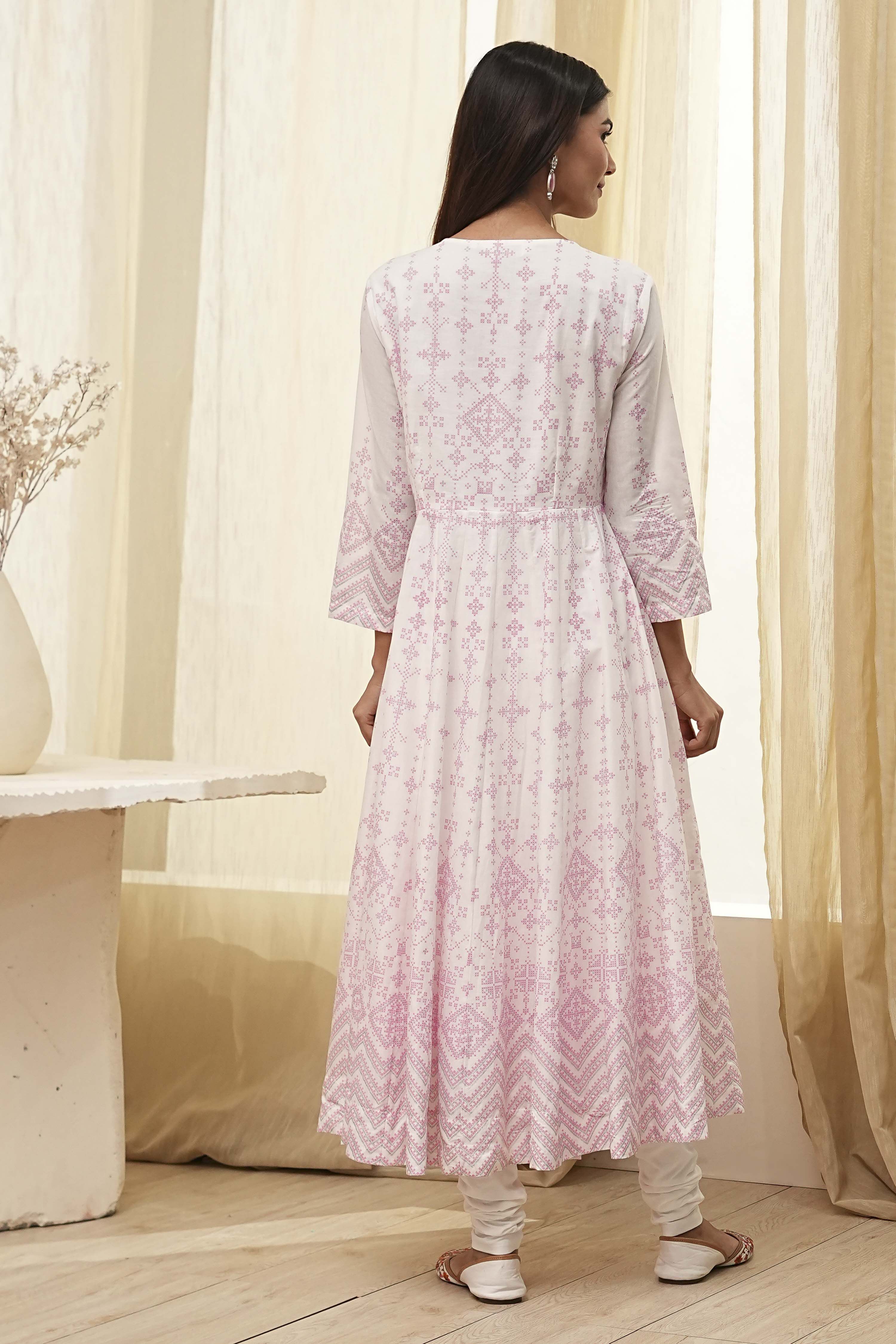 Pink Cotton Anarkali Suit Set image number 4