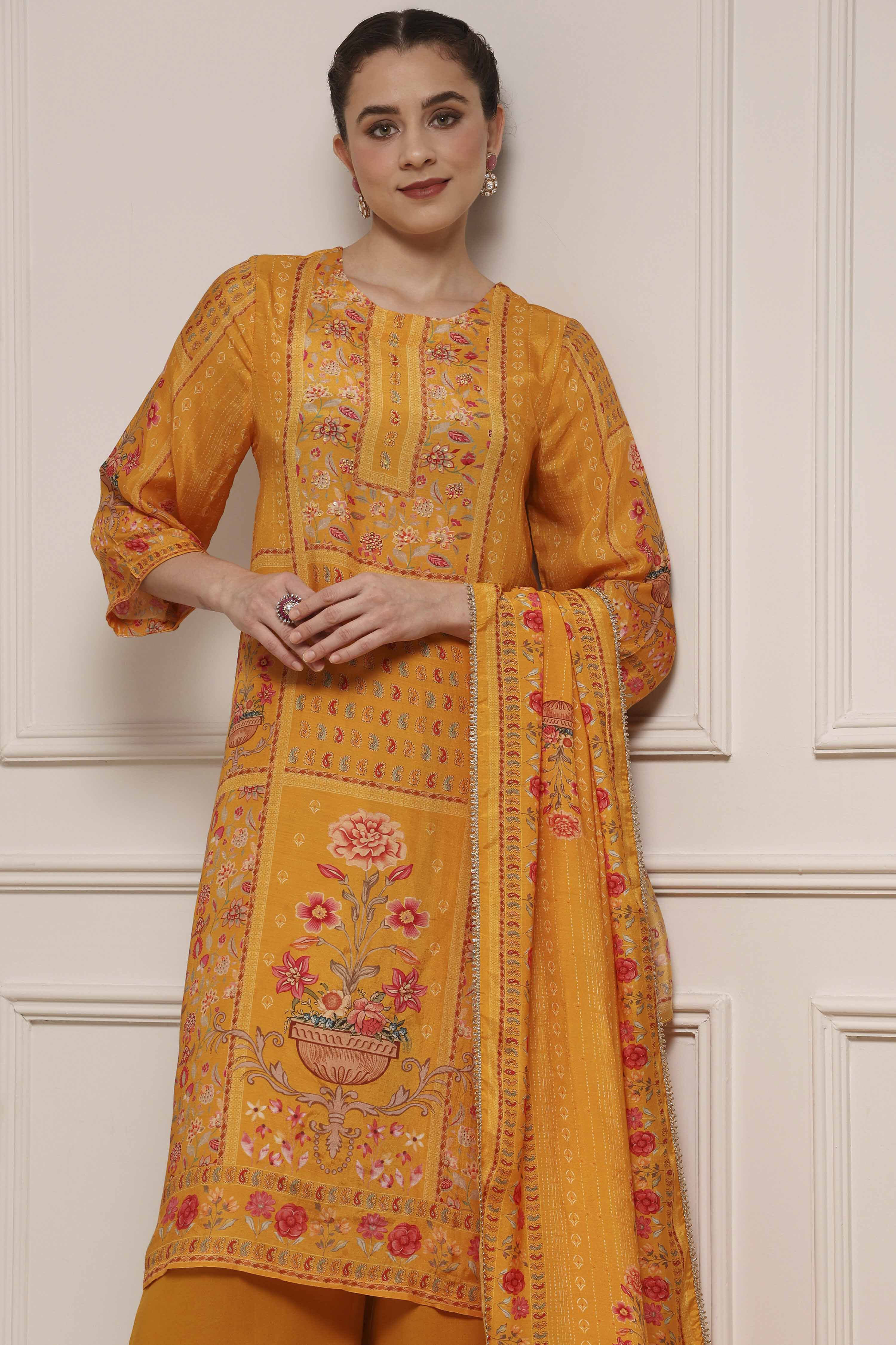 Pink Printed Straight Suit Set image number 7