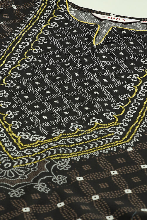 Black Cotton Straight Kurta Palazzo Suit Set image number 1