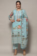 Aqua Cotton Unstitched Suit set image number 8