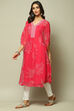 Pink Cotton Blend Straight Printed Kurta image number 1