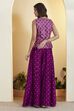 Black Viscose Rayon Embroidered Fusion Set image number 6