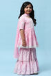 Pink Cotton Viscose Gathered Suit Set image number 6