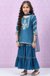 Blue Art Silk Straight Kurta Sharara Suit Set image number 5