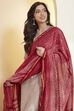 Red Chanderi Chevron Printed Dupatta image number 1