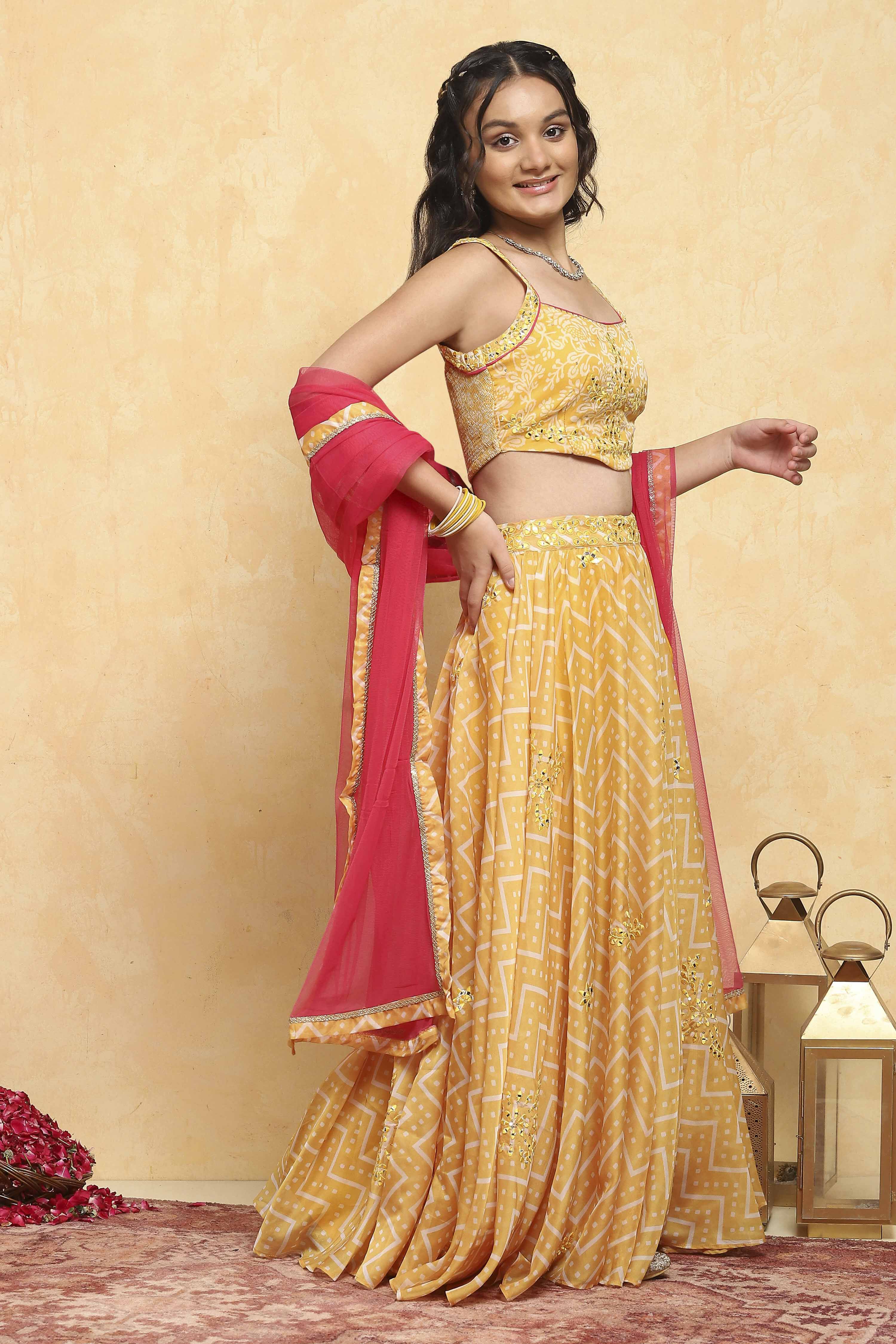 Yellow Polyester Lehenga Set image number 5