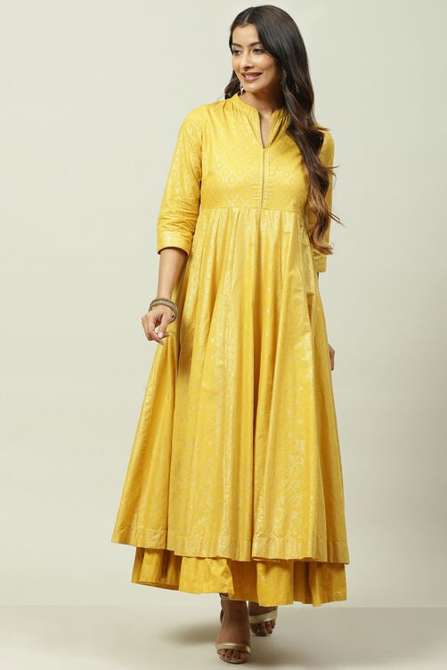 Buy Ochre Cotton Flared Fusion Printed Dress for N/A0.0 |Biba India