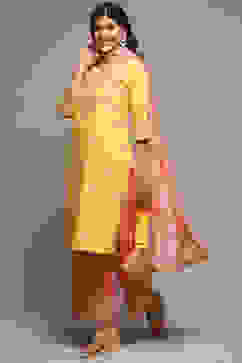 Mango Cotton Blend Straight Kurta Palazzo Suit Set image number 5