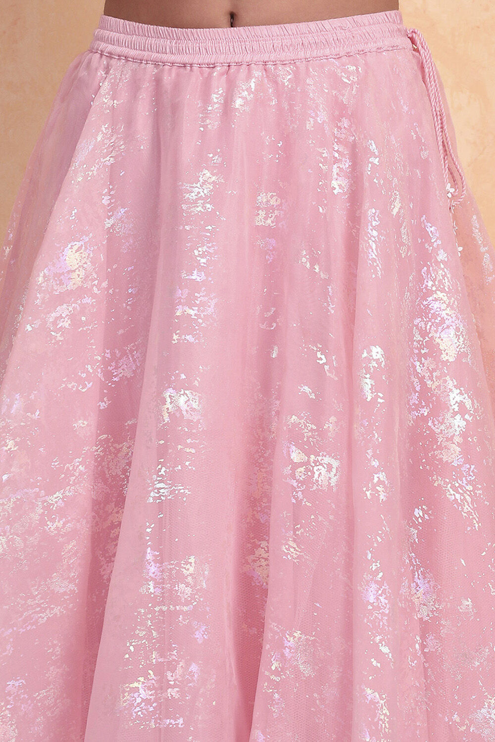 Pastel Pink Shantoon Blouse Lehenga Set image number 8