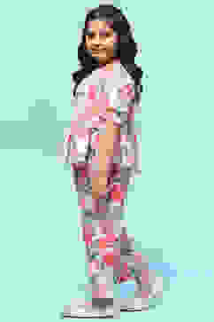 Off-White Pure Cotton Floral Print Top and Pant Set image number 3