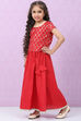 Red Art Silk Straight Lehenga Set image number 5