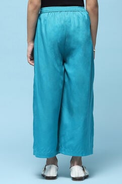 Turquoise Rayon Relaxed Pants image number 4