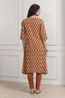 Rust Cotton Ikat Printed A-Line Kurta image number 3