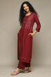 Maroon Rayon Straight Kurta Pants Suit Set image number 0