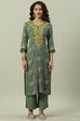 Green Rayon Straight Printed Kurta image number 5