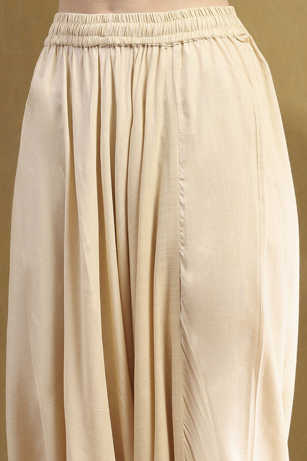 Beige Silk Chanderi Embroidered Kalidar Suit Set image number 2