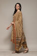 Coffee Brown Cotton Machine Embroidered Unstitched Suit Set image number 6