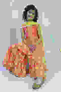 Pink Cotton Printed Gathered Suit Set image number 0