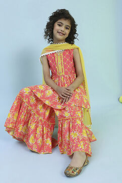 Pink Cotton Gathered Suit Set image number 0
