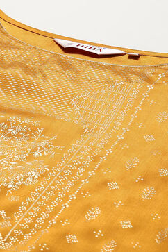 Yellow Viscose Straight Printed Kurta image number 1