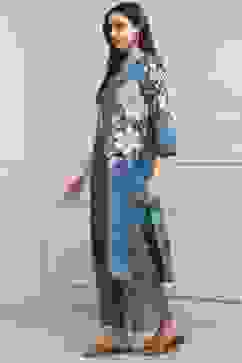 Blue Cotton Straight Suit Set image number 3