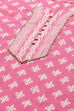 Pink Cotton Screen Print Unstitched Suit Set image number 1