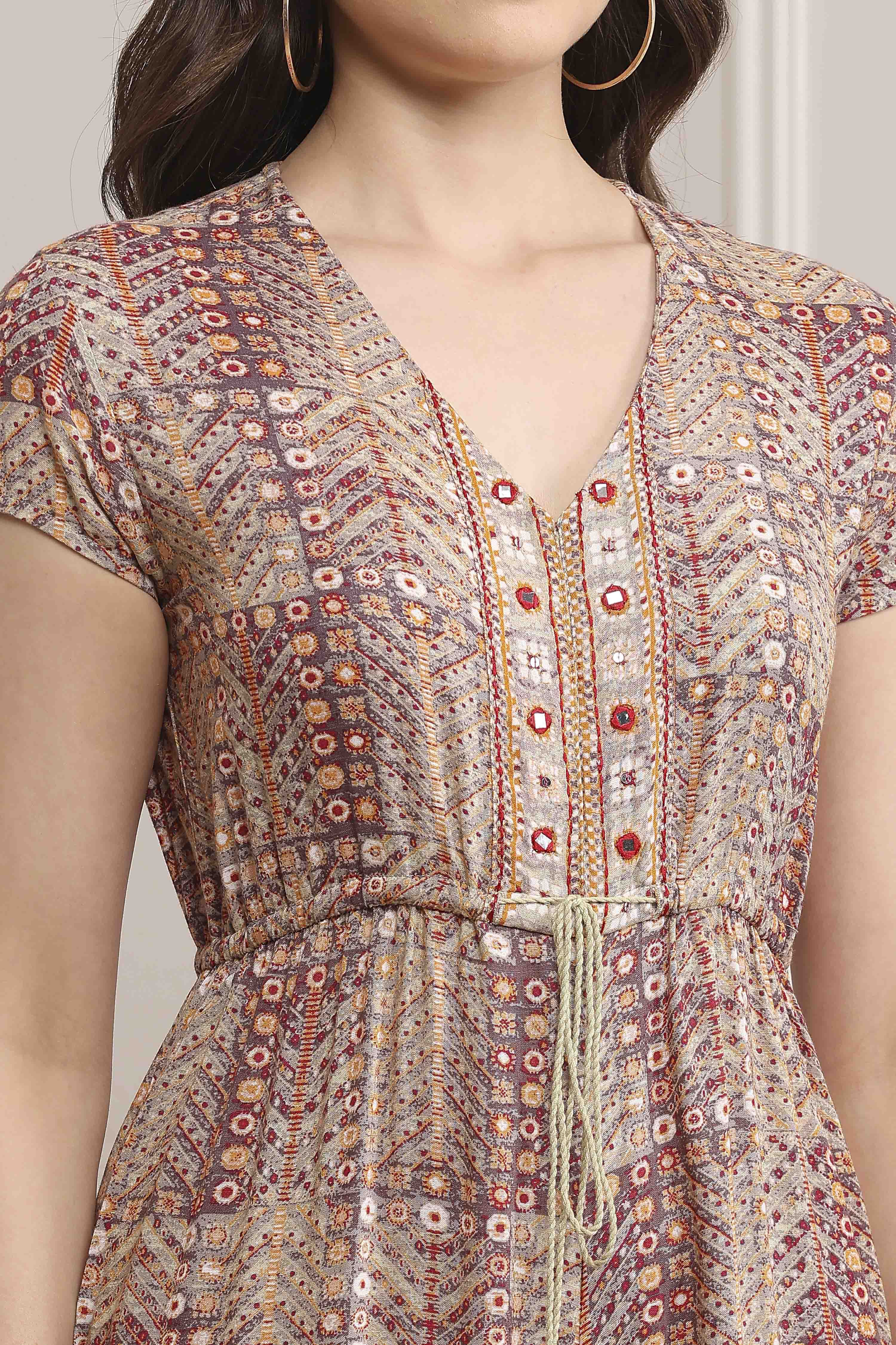 Purple LIVA Printed Jumpsuit image number 1