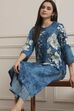 Indigo Blue Cotton Floral Straight Kurta Set image number 7