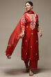 Terracotta Cotton Straight Kurta Palazzo Suit Set